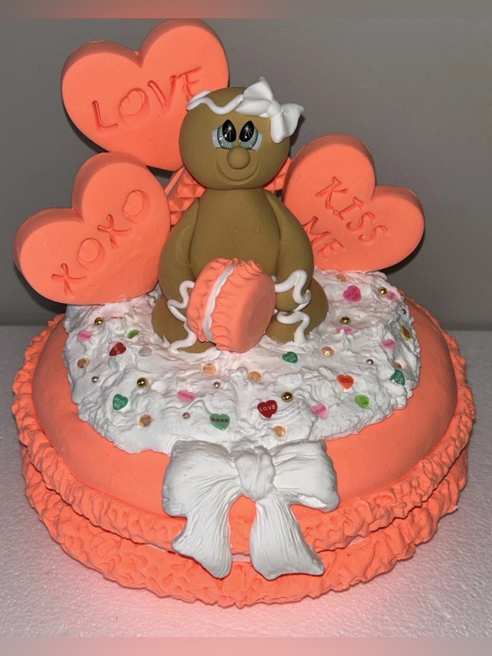 Large Fake Gingerbread Macaron Conversation Heart Display Handmade